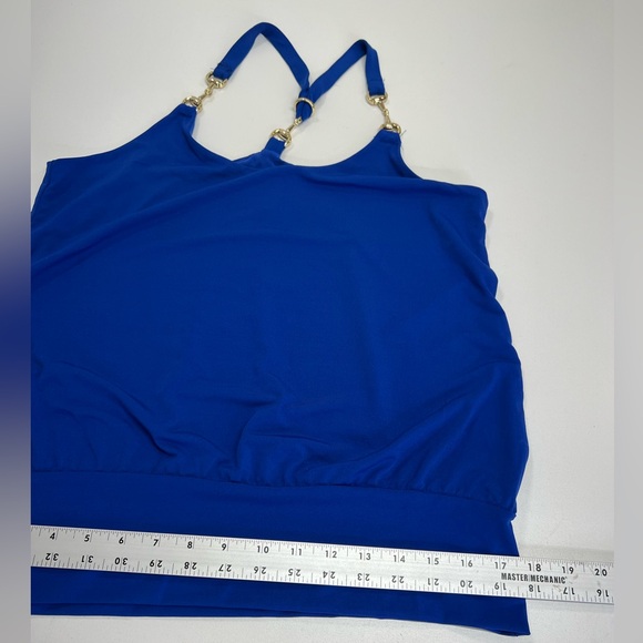 Boston Proper Hardware Detail Blouson Knit Top Deep Ocean Blue NEW Size Small - Picture 6 of 13